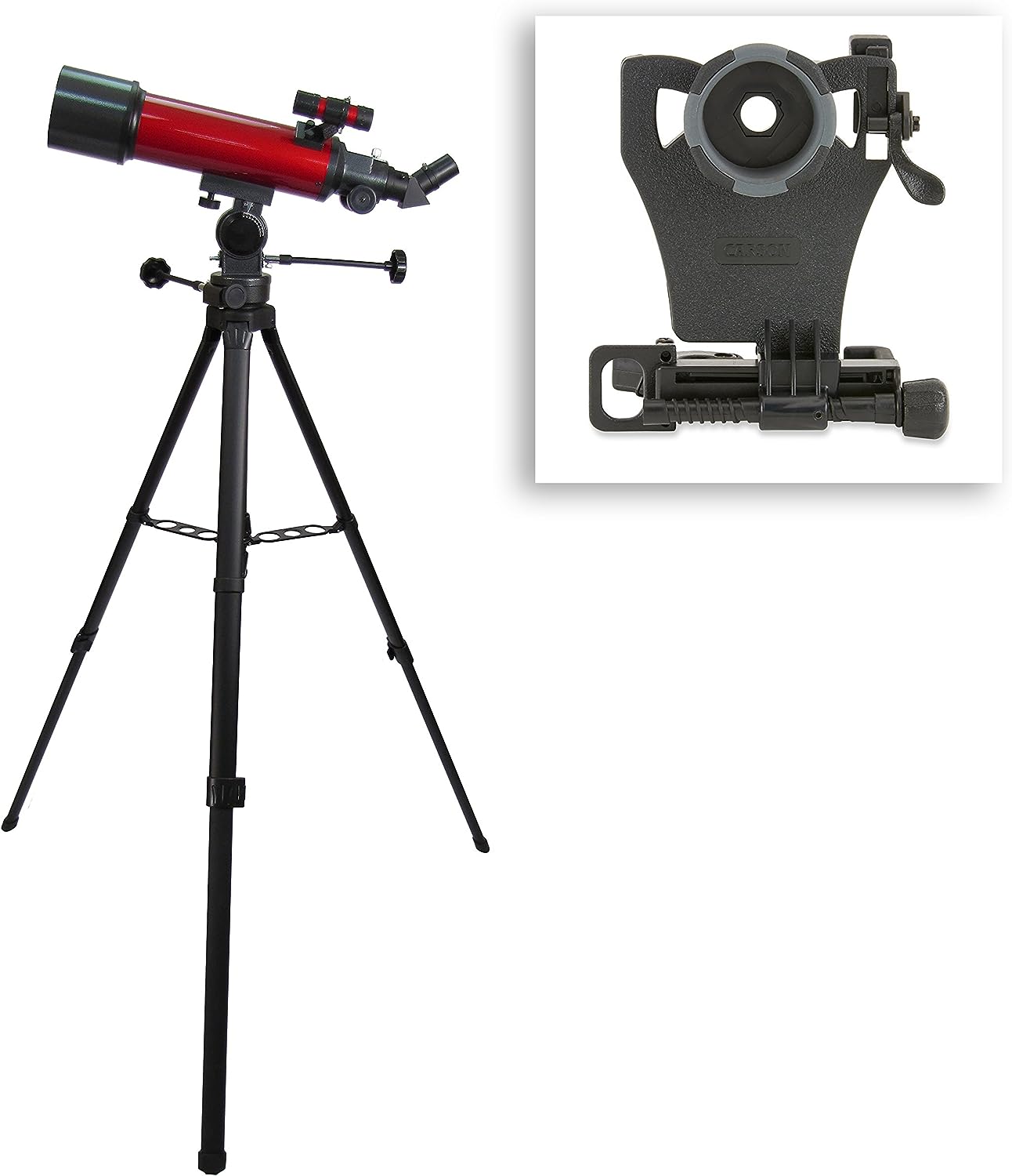 Carson Red Planet Series 25-56x80mm Refractor Telescope with Universal Smartphone Digiscoping Adapter (RP-200SP),Medium