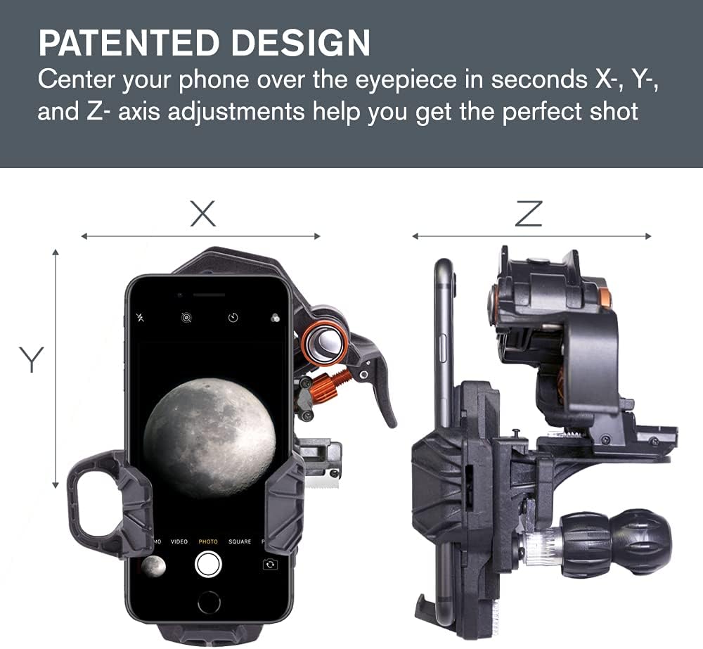 Celestron 114LCM Computerized Telescope (Black) with NexYZ 3-Axis Universal Smartphone Adapter