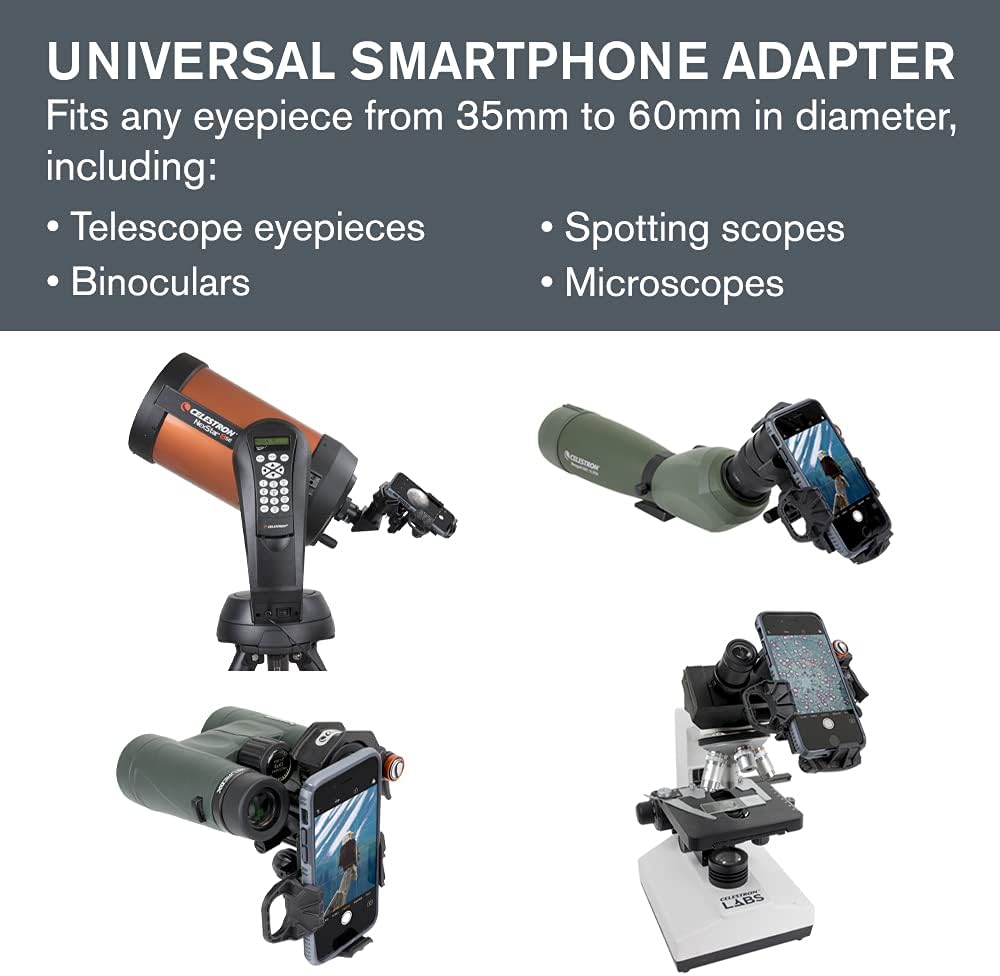 Celestron 114LCM Computerized Telescope (Black) with NexYZ 3-Axis Universal Smartphone Adapter