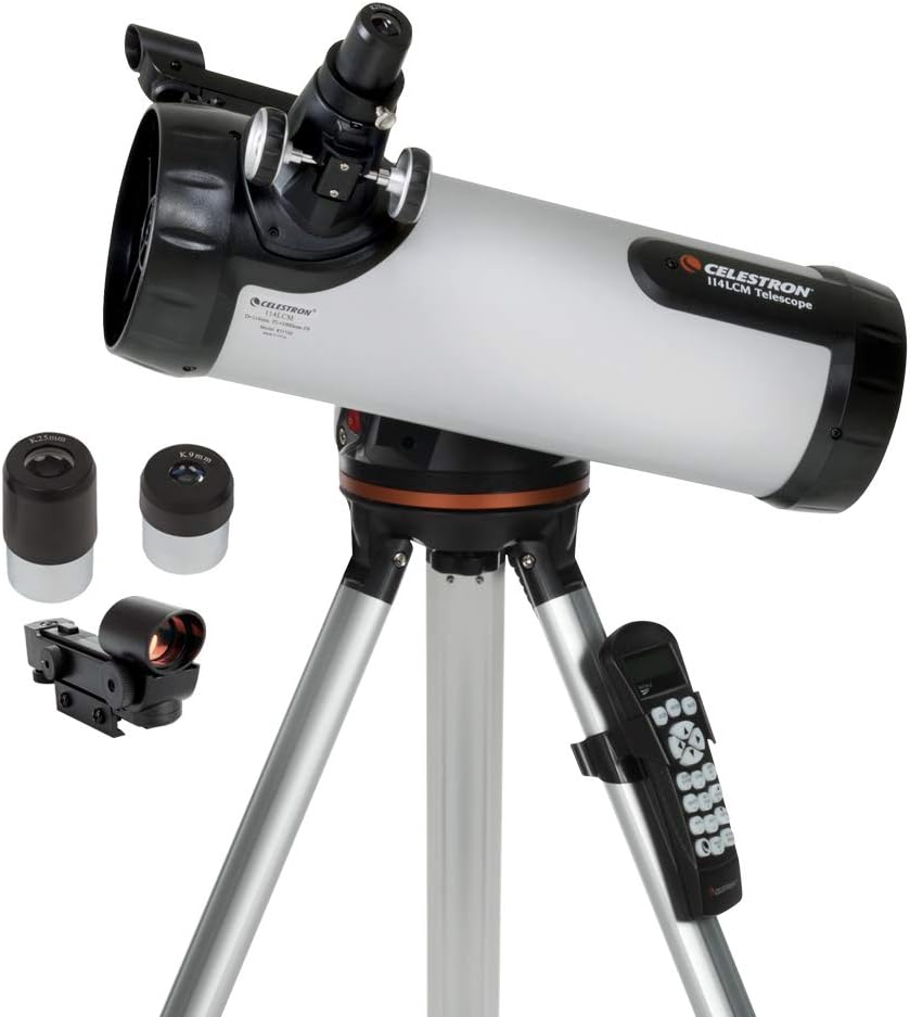 Celestron 114LCM Computerized Telescope (Black) with NexYZ 3-Axis Universal Smartphone Adapter