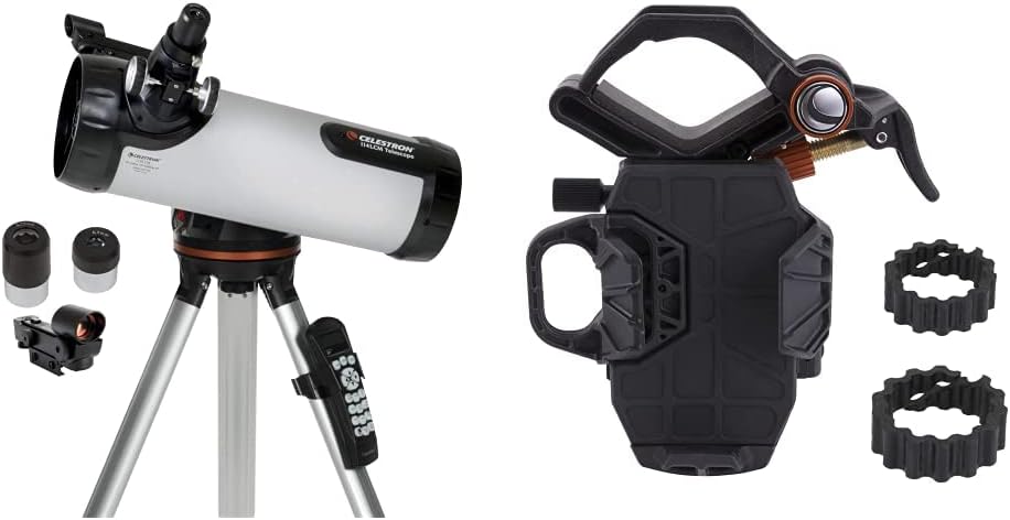 Celestron 114LCM Computerized Telescope (Black) with NexYZ 3-Axis Universal Smartphone Adapter