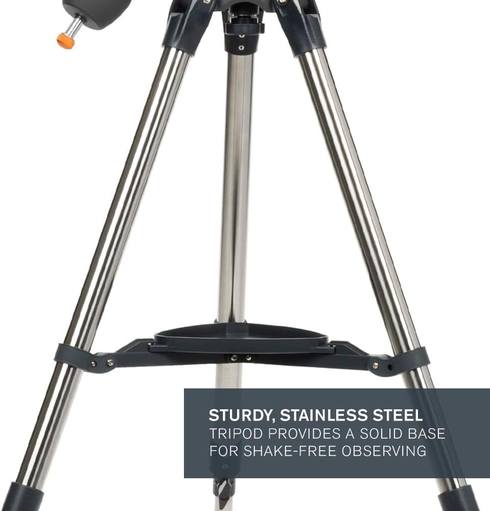 Celestron - AstroMaster 114EQ Newtonian Telescope - Reflector Telescope for Beginners - Fully-Coated Glass Optics - Adjustable-Height Tripod - Bonus Astronomy Software Package