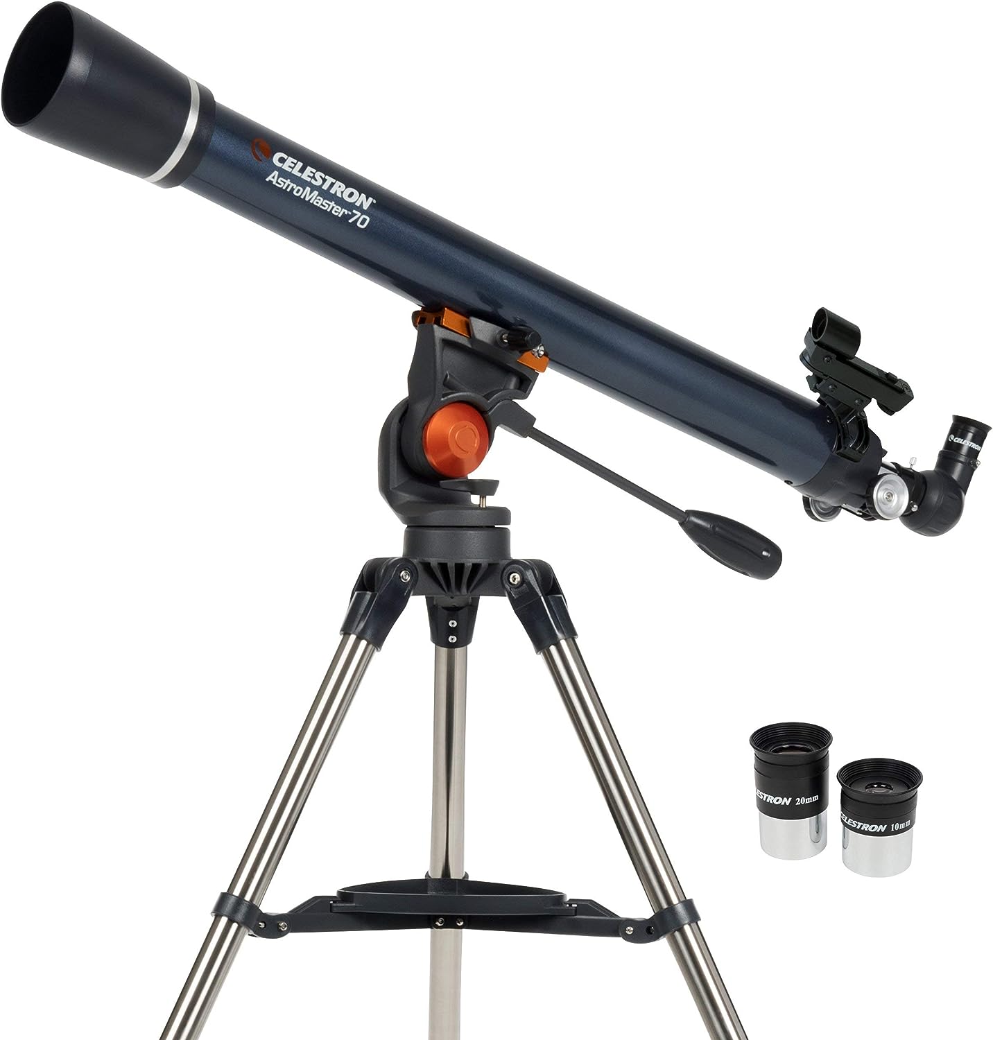 Celestron - AstroMaster 70AZ Telescope - Refractor Telescope - Fully Coated Glass Optics - Adjustable Height Tripod – Bonus Astronomy Software Package  AstroMaster Telescope Accessory Kit