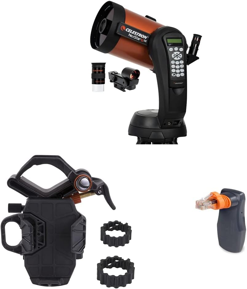 Celestron - NexStar 6SE Telescope - Computerized Telescope  NexYZ – 3–Axis Universal Smartphone Adapter  SkyPortal WiFi Module - Control Your Celestron Computerized Telescope via Smartphone