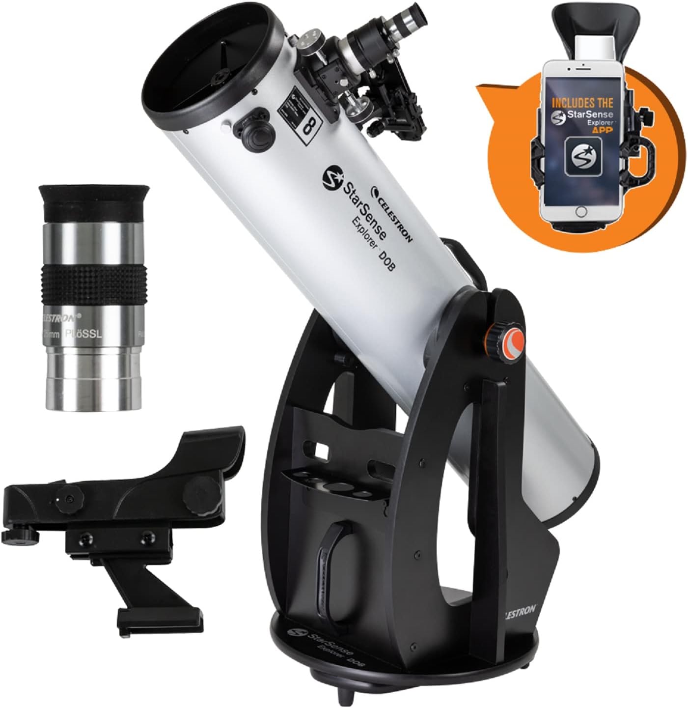 Celestron – StarSense Explorer 8-inch Dobsonian Smartphone App-Enabled Telescope – Works with StarSense App to Help You Find Nebulae, Planets  More – 8” DOB Telescope – iPhone/Android Compatible