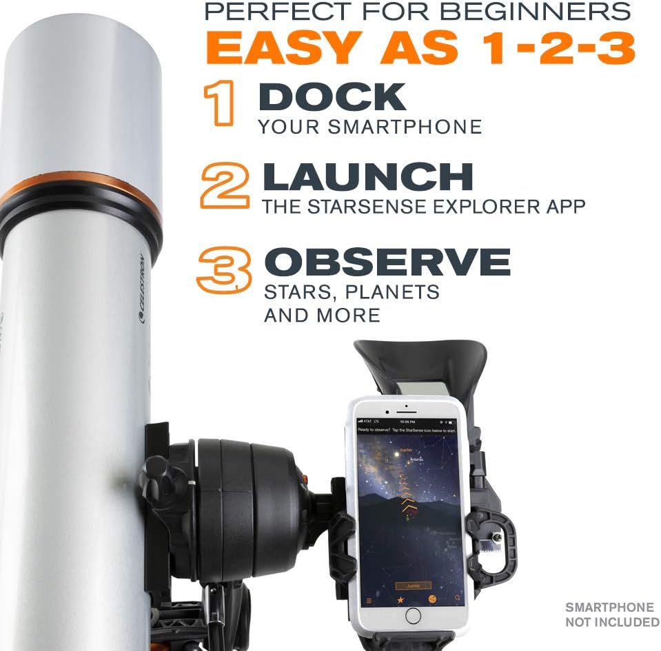 Celestron – StarSense Explorer DX 102AZ Smartphone App-Enabled Telescope – Works with StarSense App to Help You Find Stars, Planets  More – 102mm Refractor – iPhone/Android Compatible