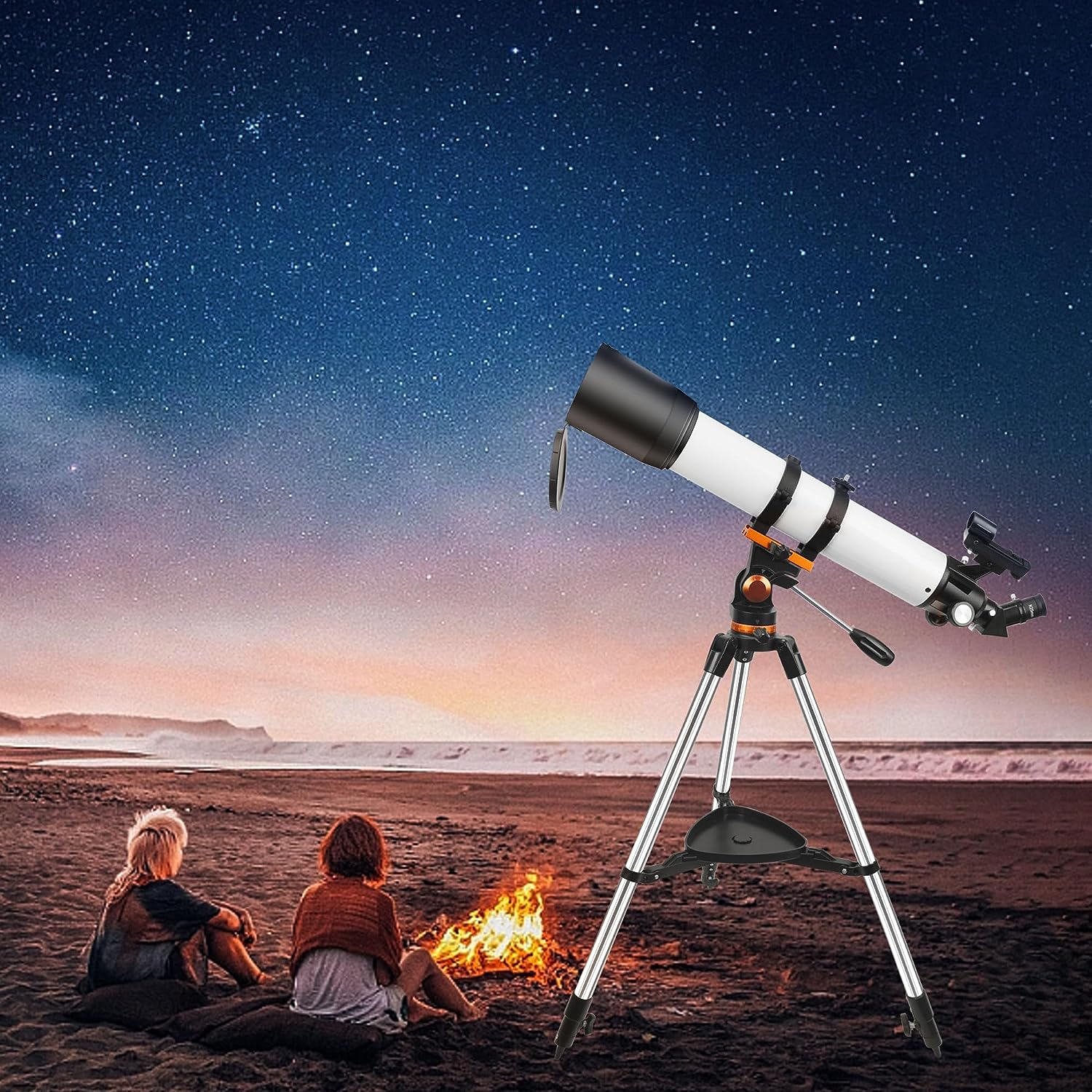 GATERDA Telescope for Adults, 90mm Aperture 700mm Astronomy Refractor Telescopes for Kids  Beginners, Multi-Coated High Transmission Telescope with AZ Mount Tripod Viewing Moon, Saturn and Jupiter