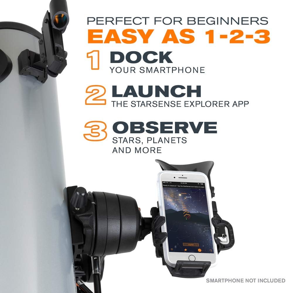 StarSense Explorer DX 130AZ Smartphone App-Enabled Telescope – Works with StarSense App to Help You Find Stars, Planets  More – 130mm Newtonian Reflector – iPhone/Android Compatible