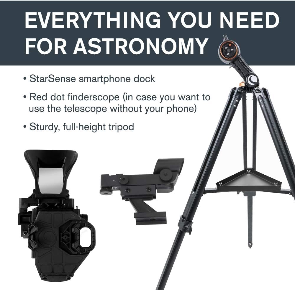 StarSense Explorer DX 130AZ Smartphone App-Enabled Telescope – Works with StarSense App to Help You Find Stars, Planets  More – 130mm Newtonian Reflector – iPhone/Android Compatible