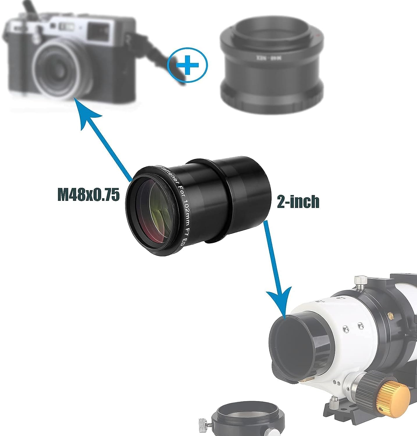 SVBONY SV503 Telescope, 102ED F7 Extra Low Dispersion Achromatic Refractor OTA, Bundle with SV193 Focal Reducer, M54X1 Field Flattener, Telescope Accessory for SV503 102mm ED Telescope