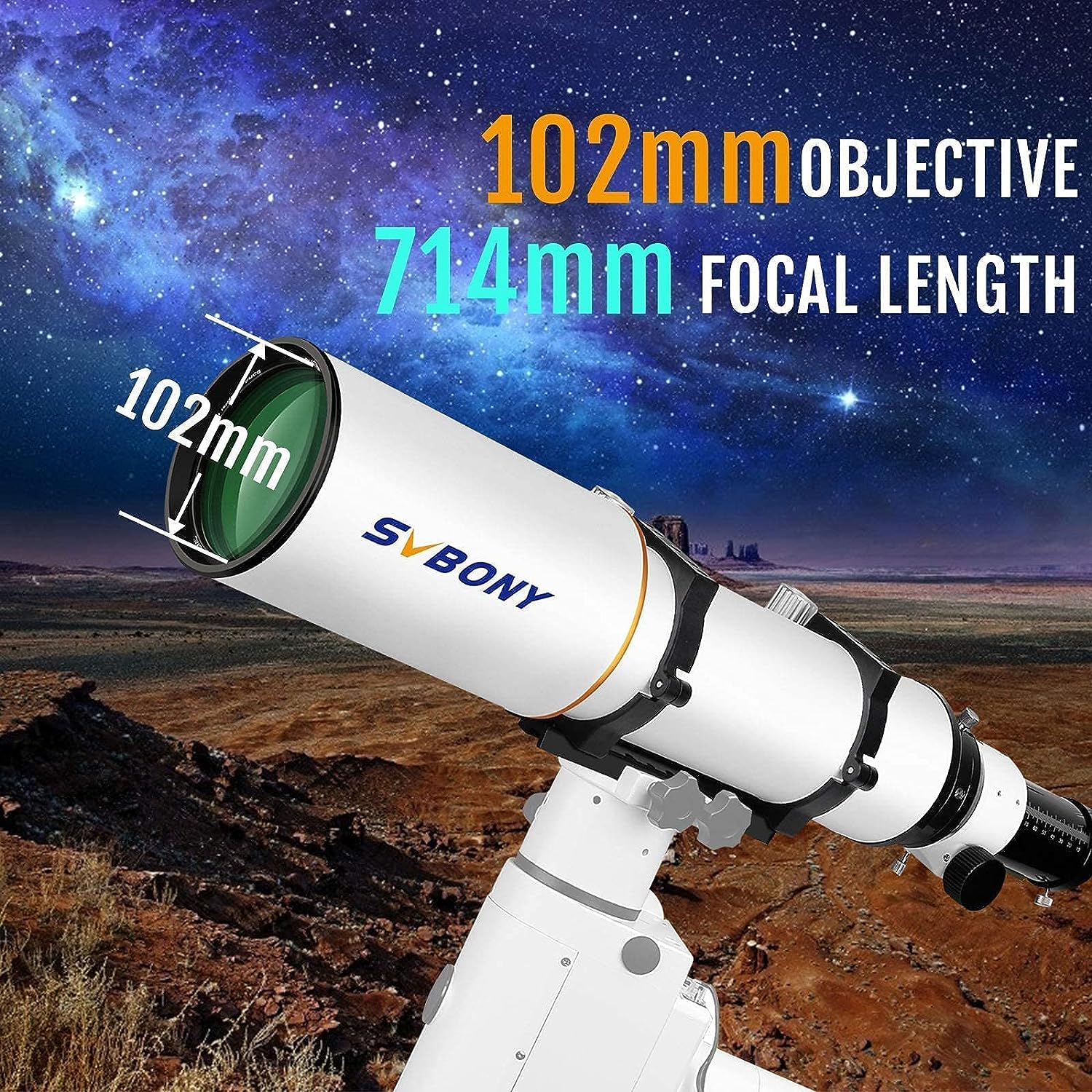 SVBONY SV503 Telescope, 102ED F7 Extra Low Dispersion Achromatic Refractor OTA, Bundle with SV193 Focal Reducer, M54X1 Field Flattener, Telescope Accessory for SV503 102mm ED Telescope