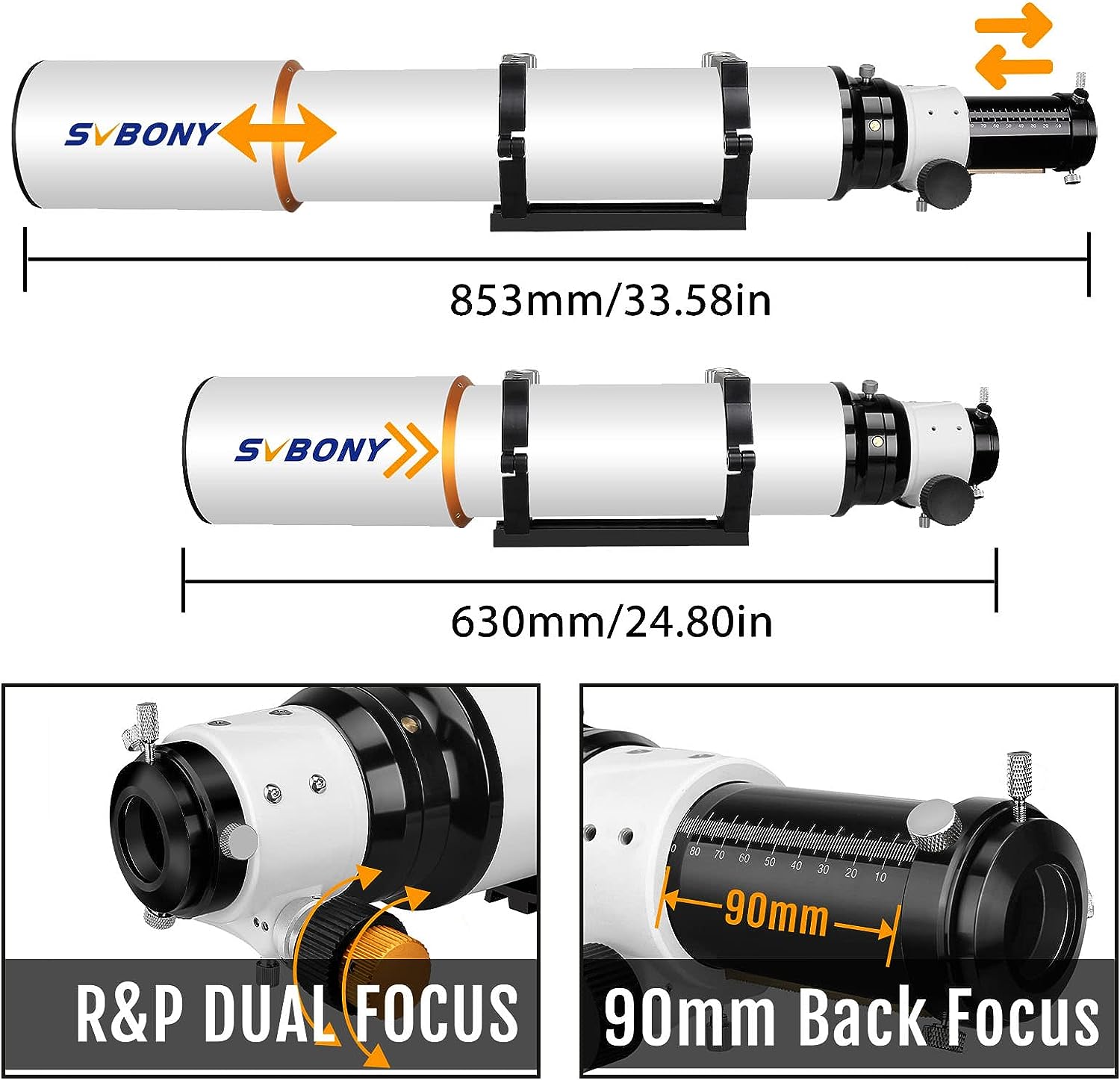 SVBONY SV503 Telescope, 102ED F7 Extra Low Dispersion Achromatic Refractor OTA, Micro-Reduction Rap Focuser, for Astrophotography