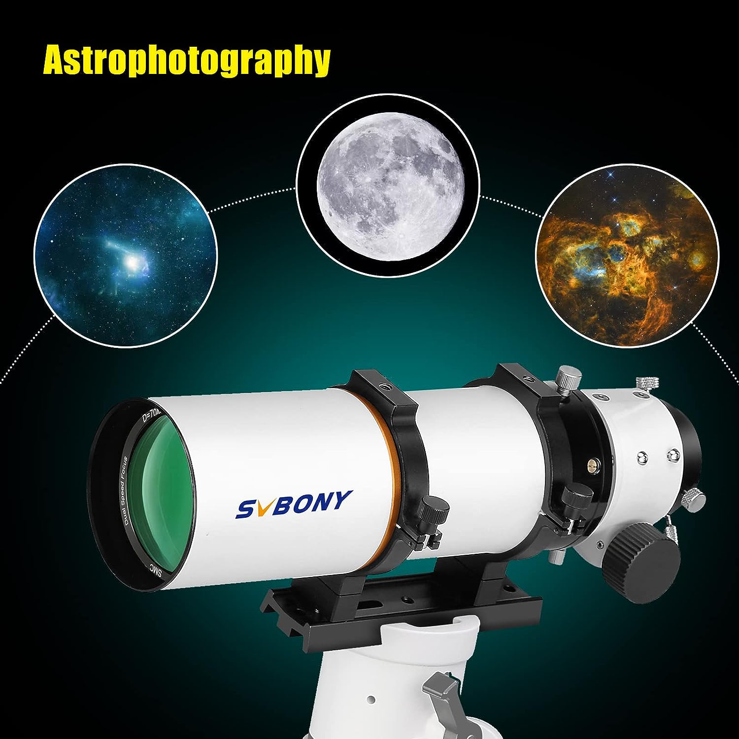 SVBONY SV503 Telescope, 70ED F6 Extra Low Dispersion Refractor OTA, Bundle with 1.25 inches UHC Filter, Reduces Light Pollution