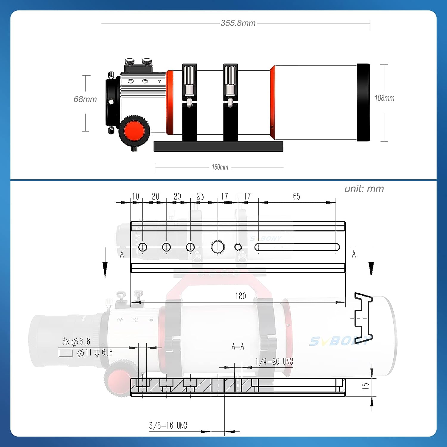 SVBONY SV550 APO Triplet Refractor, 80mm F6 OTA with 2.5 inches Micro-Reduction Rap Focuser, Astronomy Telescope Adults for Deep Sky Astrophotography and Visual